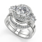 Load image into Gallery viewer, Bella Halo Baguette Accents Round Cut Diamond Engagement Ring
