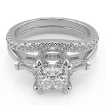 Load image into Gallery viewer, Kiara Baguette Accents 3 Stone Princess Cut Engagement Ring
