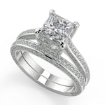 Load image into Gallery viewer, Pamela Micro Double Prong 3 Sided Princess Cut Diamond Ring
