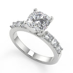 Load image into Gallery viewer, Violet Shared Prong Assher Accents Cushion Cut Diamond Ring
