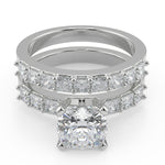 Load image into Gallery viewer, Violet Shared Prong Assher Accents Cushion Cut Diamond Ring
