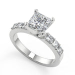 Load image into Gallery viewer, Janessa Shared Prong Assher 4 Prong Princess Cut Diamond Ring
