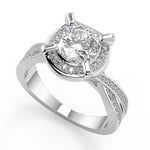 Load image into Gallery viewer, Valery Halo Pave 4 Prong Cushion Cut Diamond Engagement Ring
