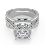 Load image into Gallery viewer, Valery Halo Pave 4 Prong Cushion Cut Diamond Engagement Ring
