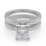 Load image into Gallery viewer, Khloe Milgrain 4 Prong Princess Cut Diamond Engagement Ring

