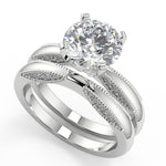 Load image into Gallery viewer, Jamya Milgrain 4 Prong Round Cut Diamond Engagement Ring
