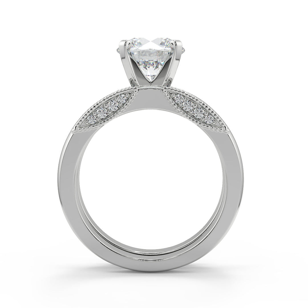 Jamya Milgrain 4 Prong Round Cut Diamond Engagement Ring