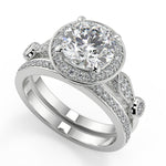 Load image into Gallery viewer, Kianna Halo Pave Set Round Cut Diamond Engagement Ring

