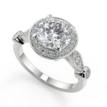 Load image into Gallery viewer, Kianna Halo Pave Set Round Cut Diamond Engagement Ring
