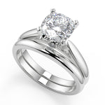 Load image into Gallery viewer, Desirae Classic Cathedral Solitaire Cushion Cut Diamond Engagement Ring
