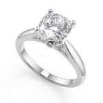 Load image into Gallery viewer, Desirae Classic Cathedral Solitaire Cushion Cut Diamond Engagement Ring
