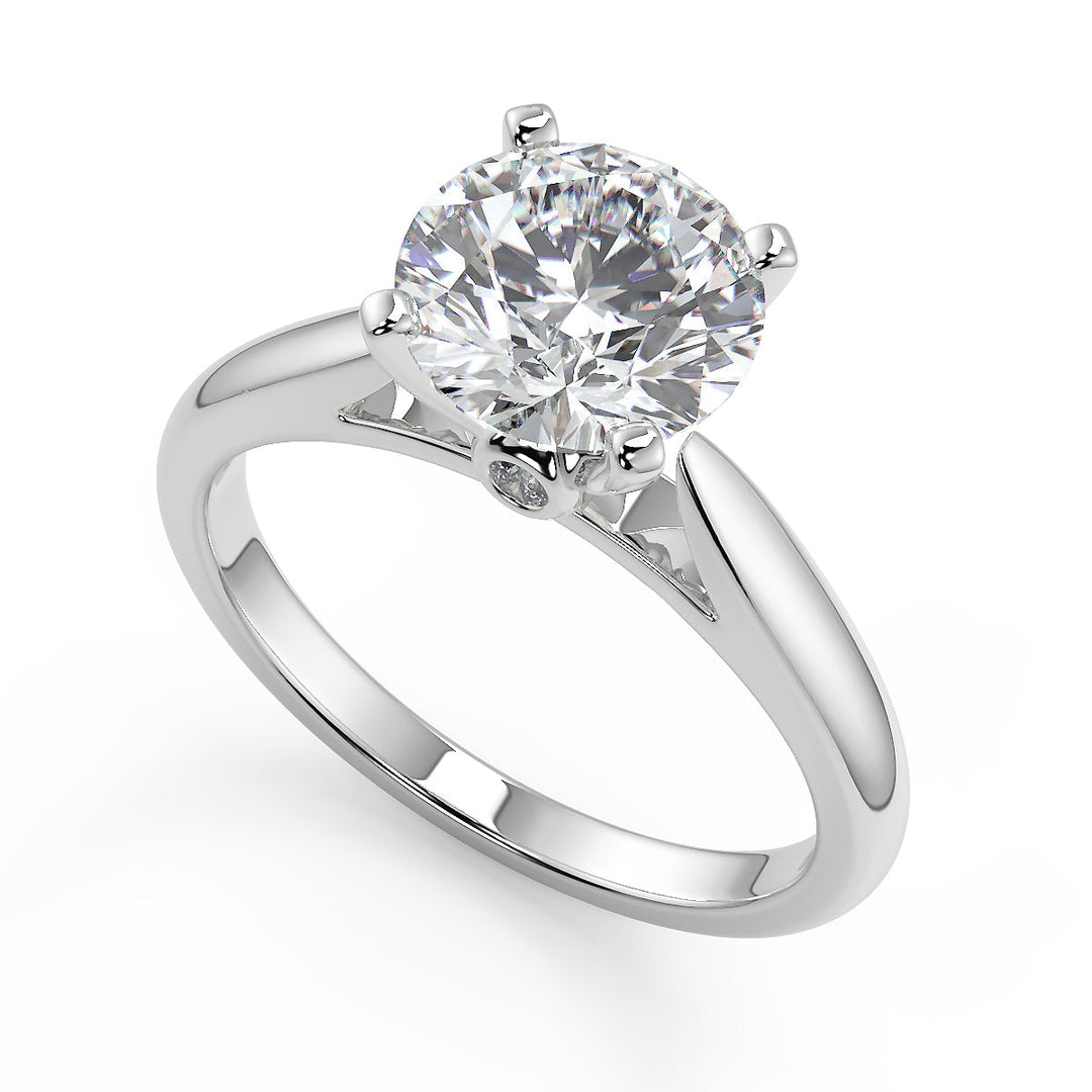 Maria Classic Cathedral Solitaire Round Cut Diamond Engagement Ring
