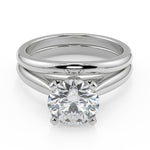 Load image into Gallery viewer, Maria Classic Cathedral Solitaire Round Cut Diamond Engagement Ring
