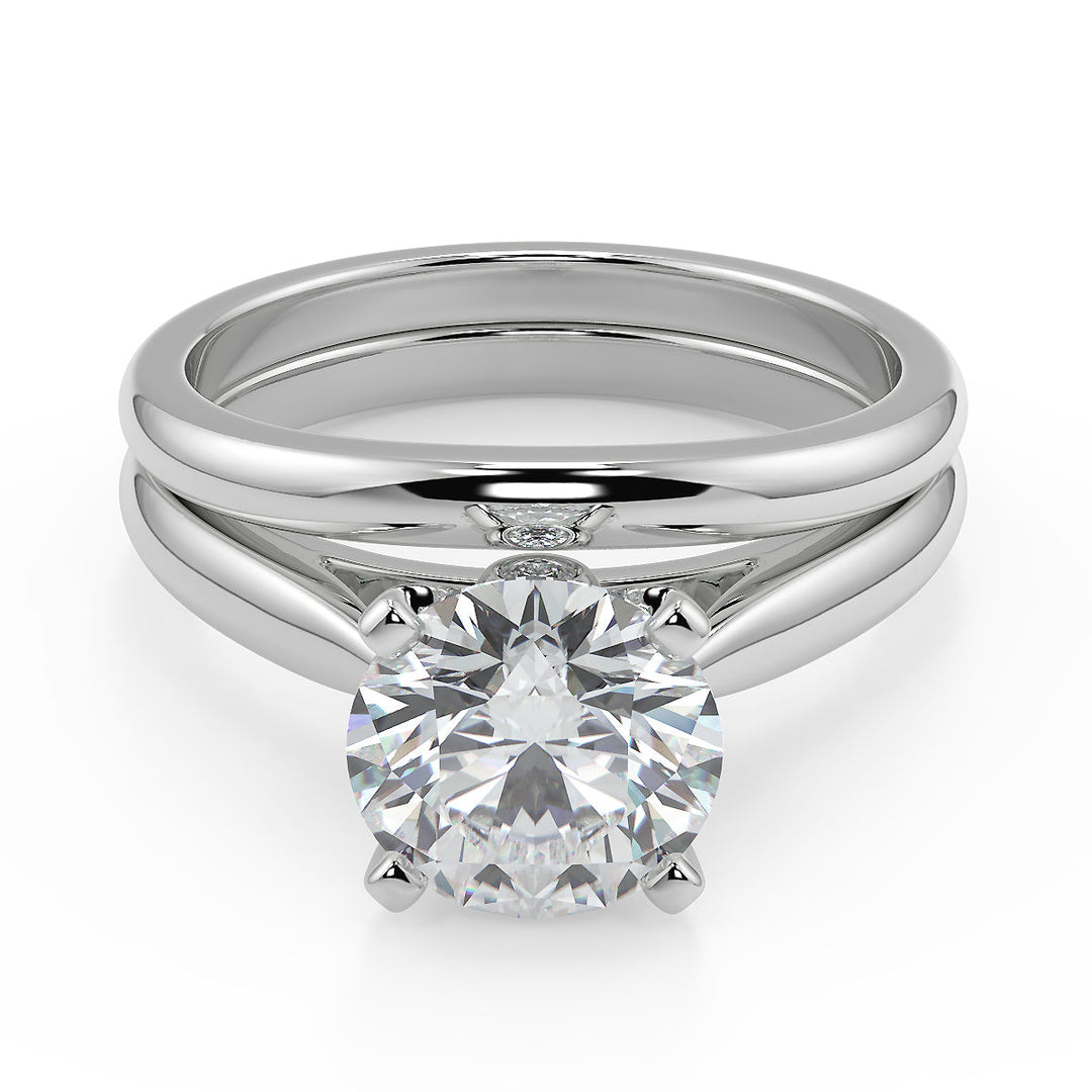 Maria Classic Cathedral Solitaire Round Cut Diamond Engagement Ring