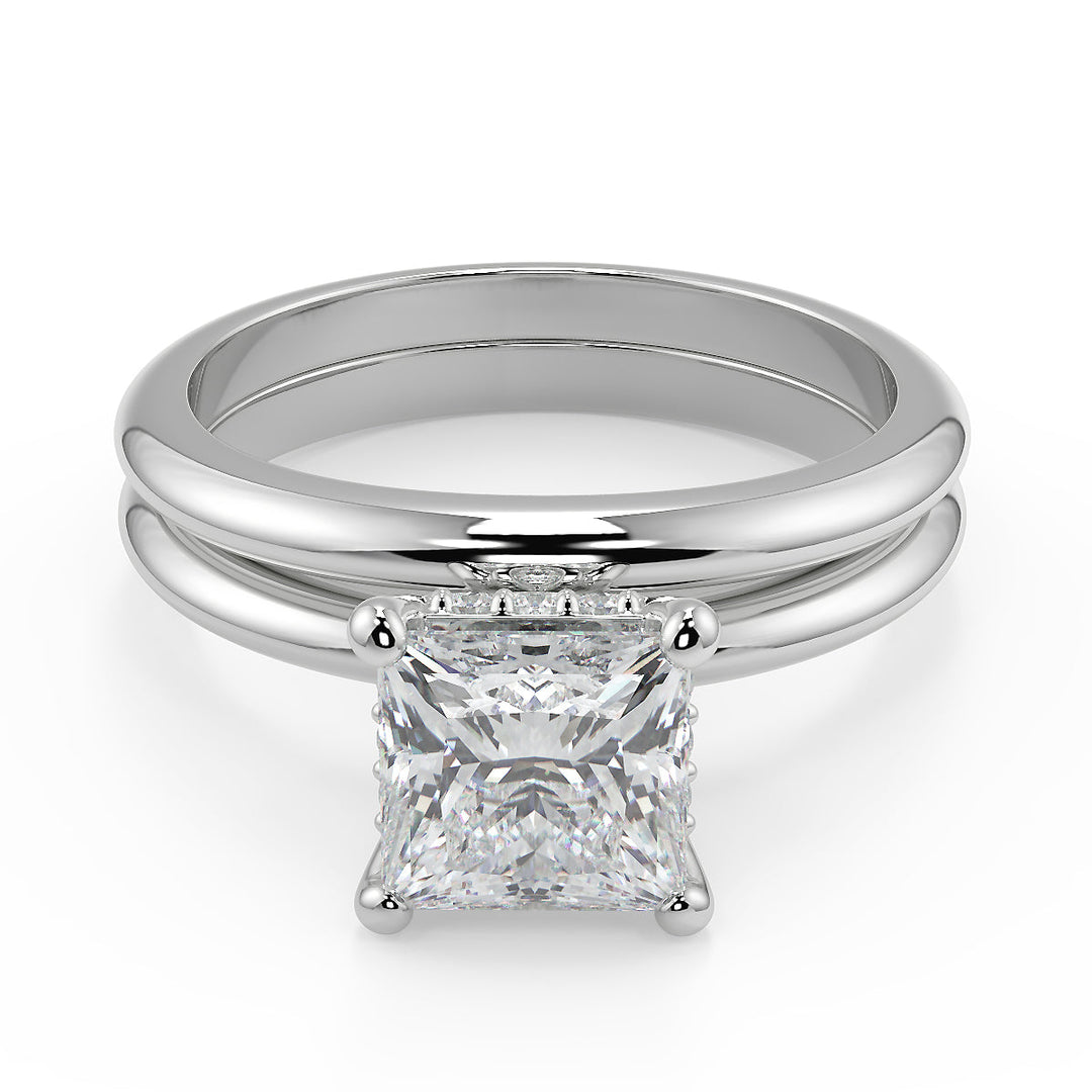 Kimberly 4 Prong Crown Solitaire Princess Cut Engagement Ring