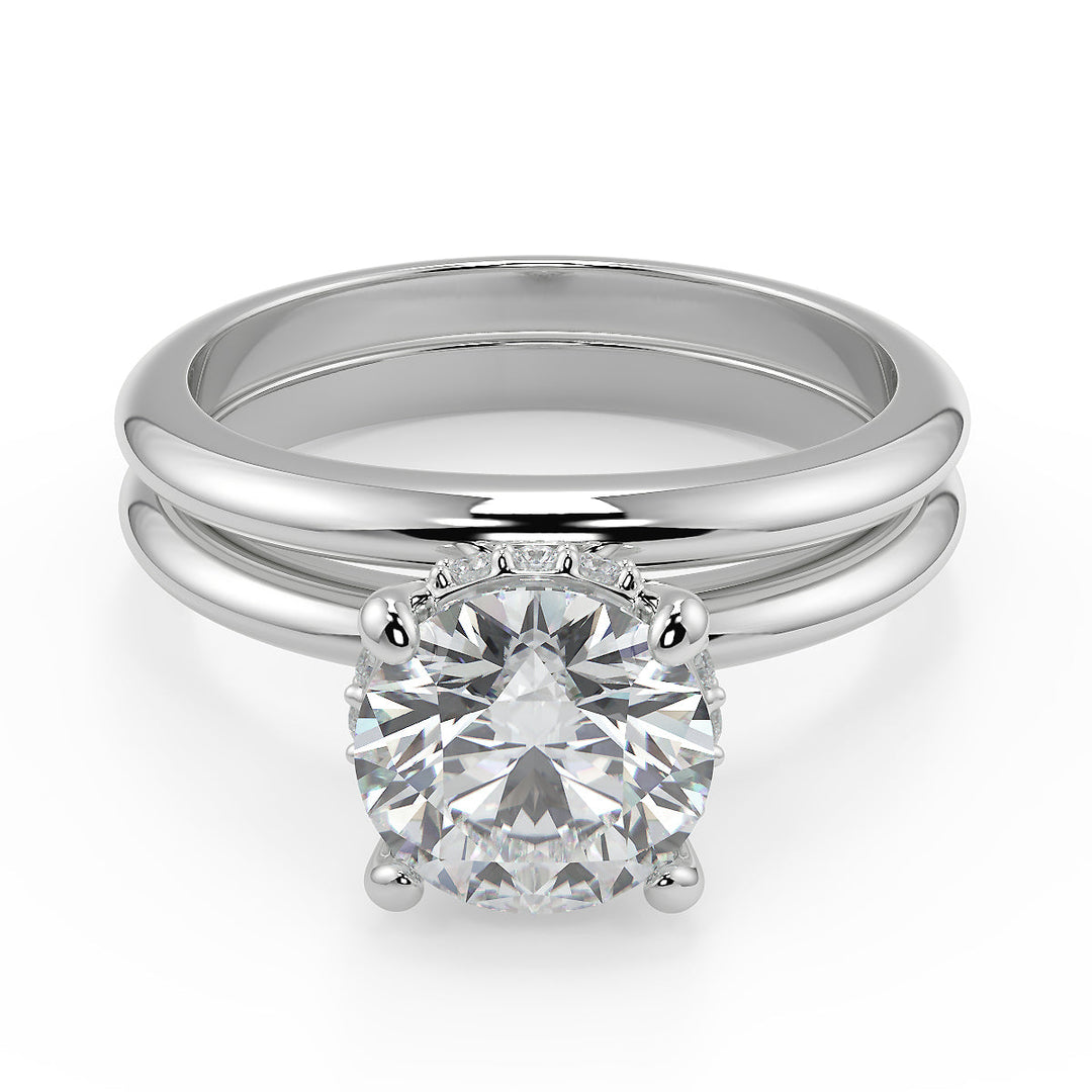 Jenna 4 Prong Crown Basket Solitaire Round Cut Diamond Engagement Ring
