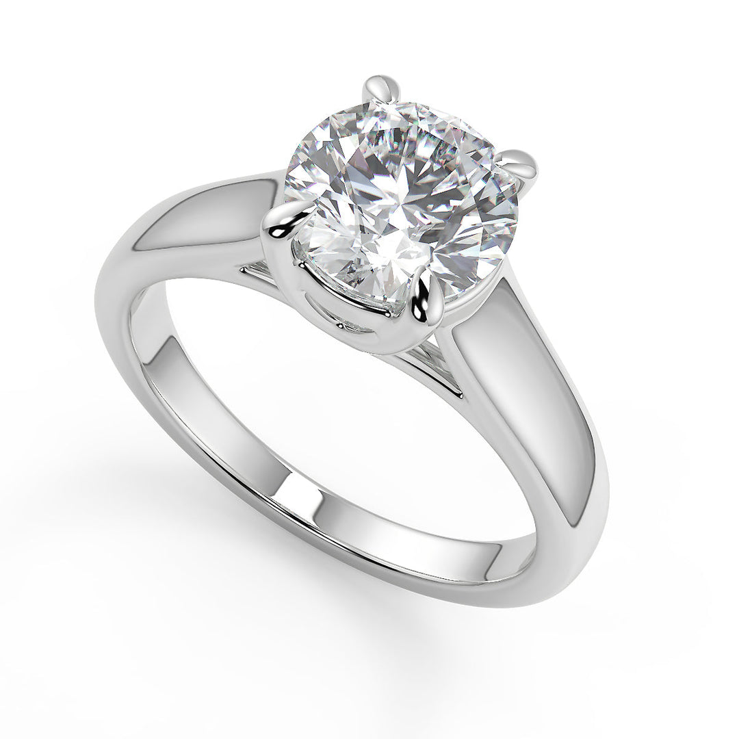 Hazel Trellis 4 Prong Solitaire Round Cut Diamond Engagement Ring