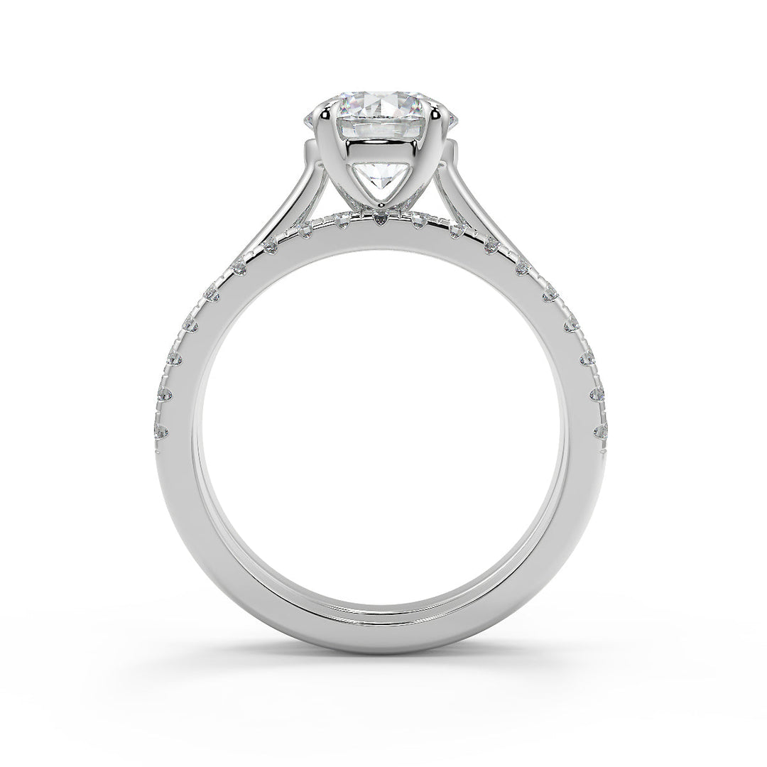 Hazel Trellis 4 Prong Solitaire Round Cut Diamond Engagement Ring