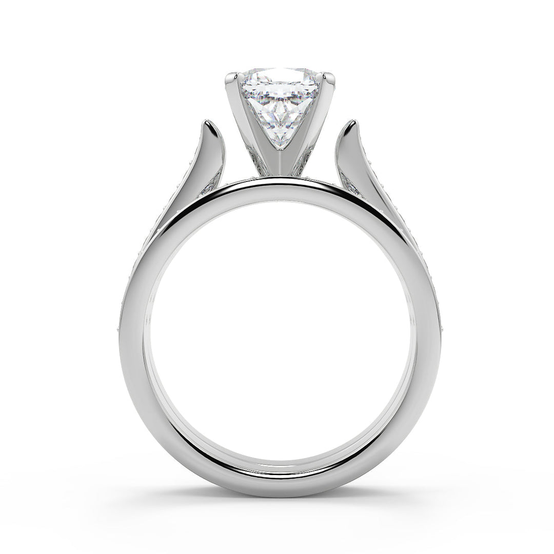 Cameron 4 Prong Pave Cushion Cut Diamond Engagement Ring