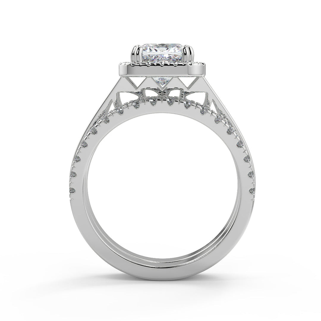 Savannah Double Prong Split Halo Cushion Cut Engagement Ring