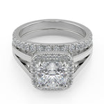 Load image into Gallery viewer, Savannah Double Prong Split Halo Cushion Cut Engagement Ring
