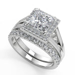 Load image into Gallery viewer, Taniyah Double Prong Split Halo Princess Cut Engagement Ring
