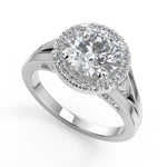 Load image into Gallery viewer, Addisyn Double Prong Split Shank Halo Round Cut Ring - Nivetta
