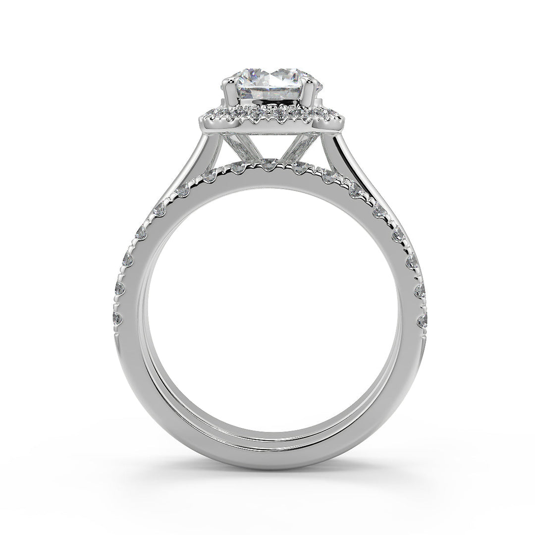 Lara Halo 4 Prong Round Cut Diamond Engagement Ring