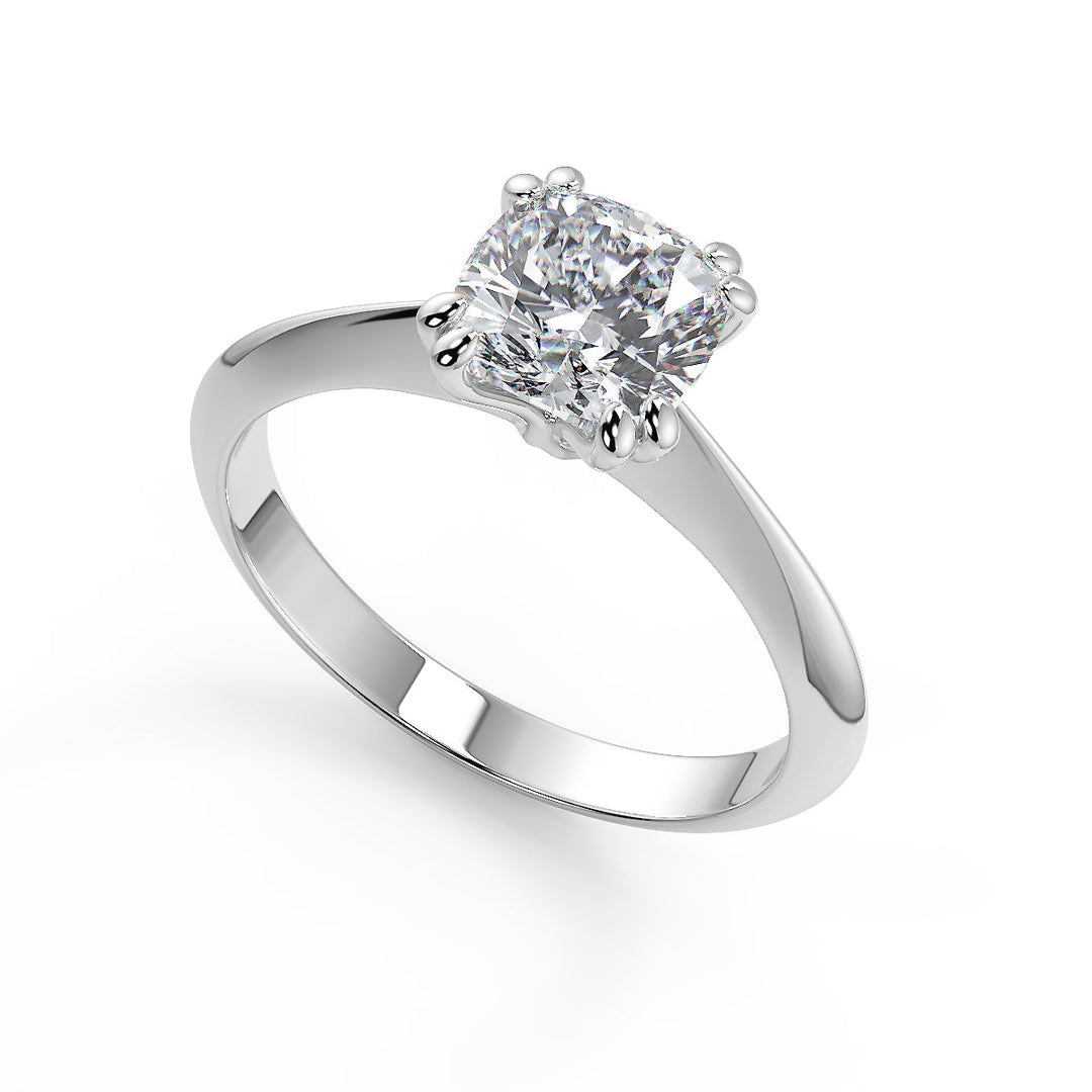 Ashlyn Double Prong Solitaire Cushion Cut Diamond Engagement Ring