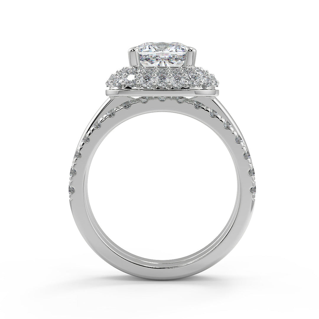 Nyasia Double Halo Cushion Cut Diamond Engagement Ring