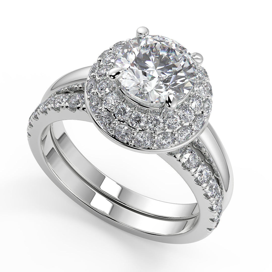 Natalia Double Halo Round Cut Diamond Engagement Ring