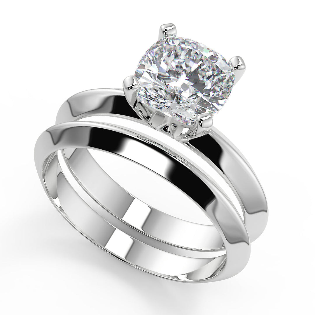 Lillian Knife Edge 4 Prong Solitaire Cushion Cut Diamond Engagement Ring