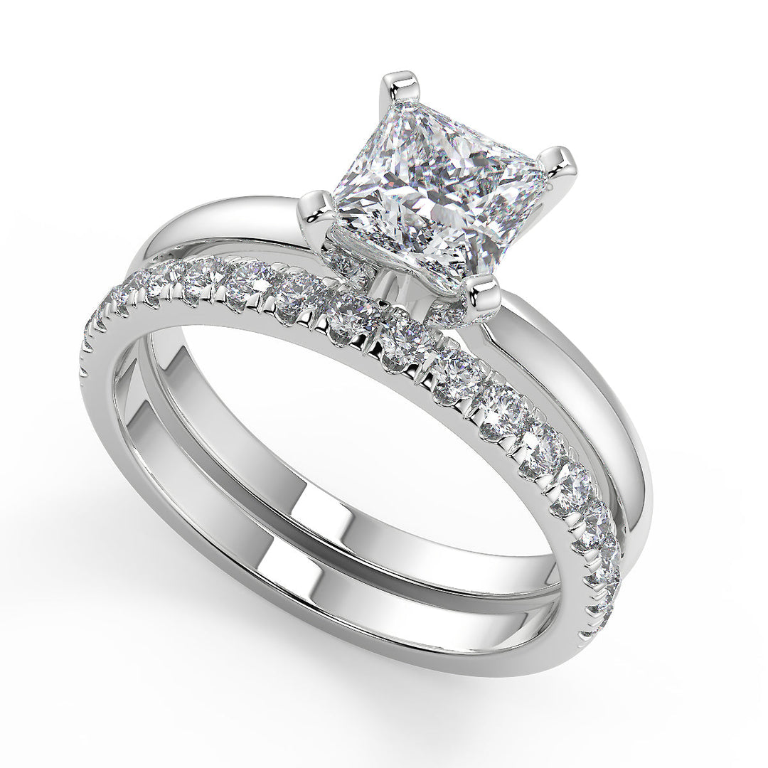 Dahlia Comfort Fit 4 Prong Solitaire Princess Cut Diamond Engagement Ring