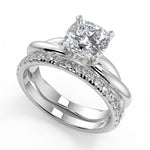 Load image into Gallery viewer, Haylie Infinity Solitaire Rope 4 Prong Cushion Cut Diamond Engagement Ring
