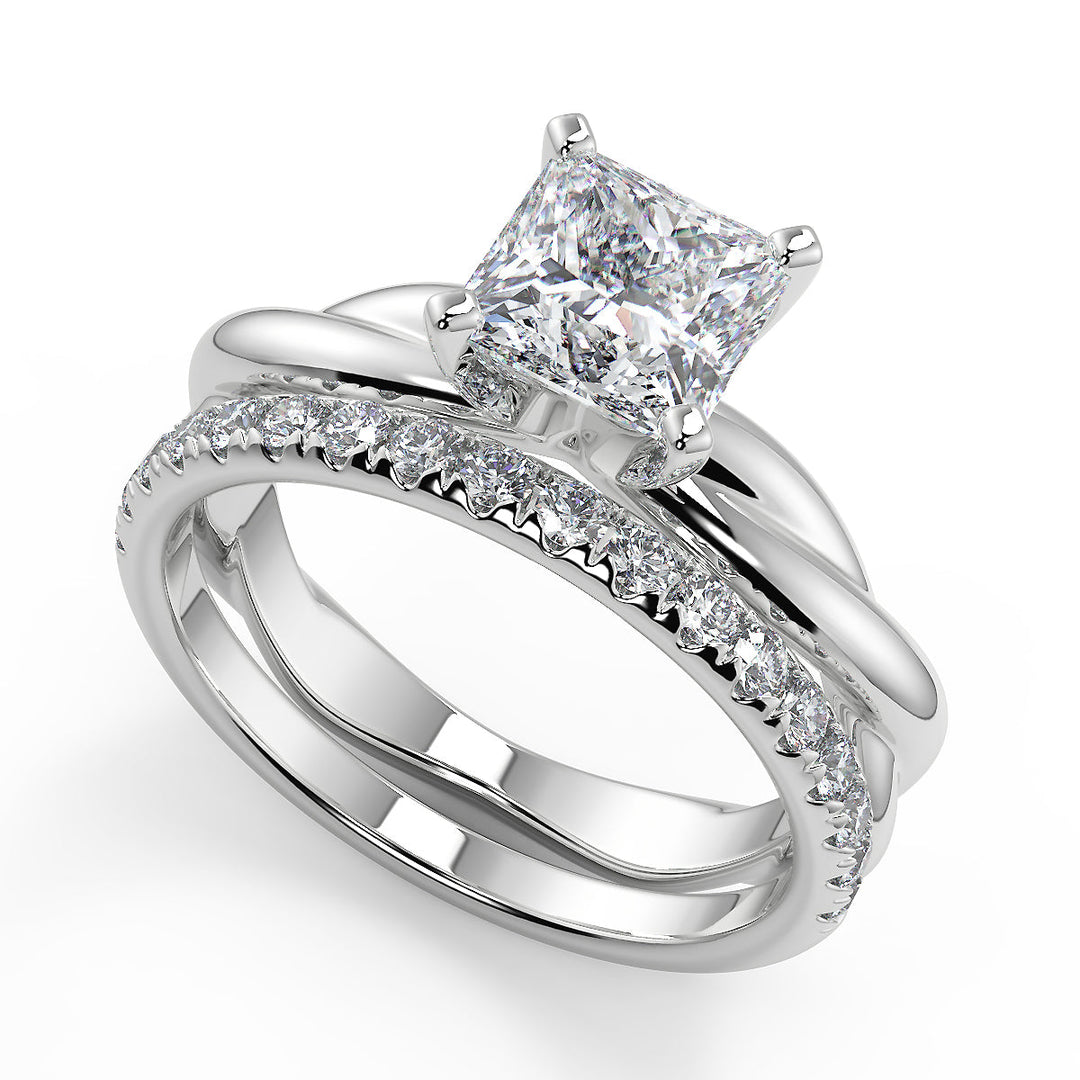 Mila Infinity Solitaire Rope 4 Prong Princess Cut Diamond Engagement Ring