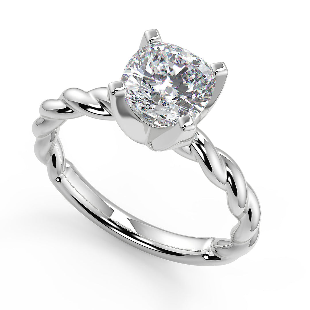 Kelsie Twisted Rope Solitaire Cushion Cut Diamond Engagement Ring