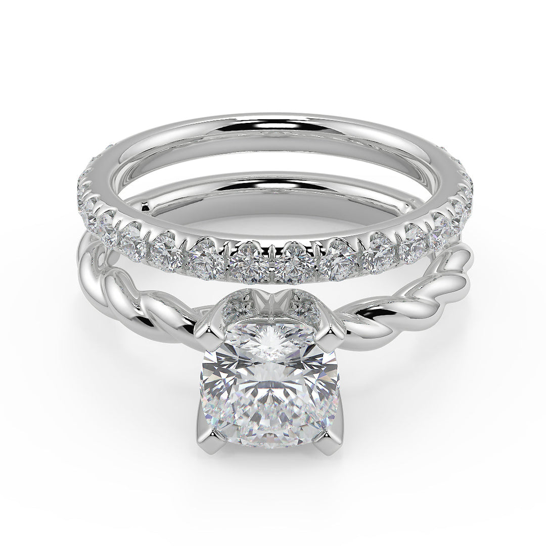Kelsie Twisted Rope Solitaire Cushion Cut Diamond Engagement Ring