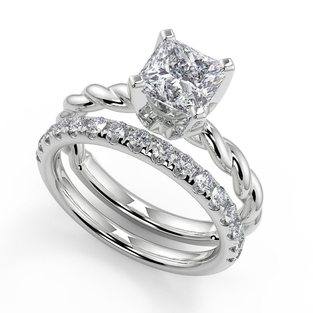 Lily Twisted Rope Solitaire Princess Cut Diamond Engagement Ring