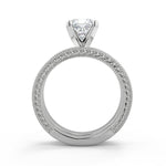 Load image into Gallery viewer, Karlee Hand Carved Milgrain Solitaire Cushion Cut Diamond Engagement Ring
