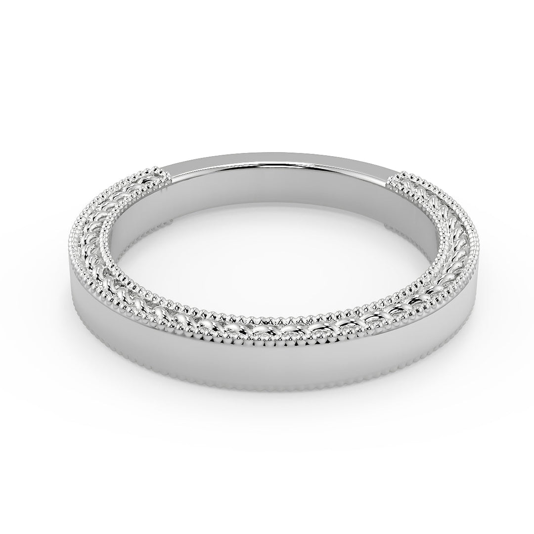 Micaela Hand Carved Milgrain Solitaire Round Cut Diamond Engagement Ring