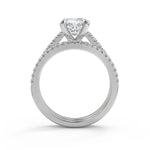 Load image into Gallery viewer, Camilla 4 Prong Cathedral Pave Cushion Cut Diamond Engagement Ring
