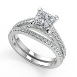 Load image into Gallery viewer, Ashlynn 4 Prong Cathedral Pave Princess Cut Diamond Engagement Ring
