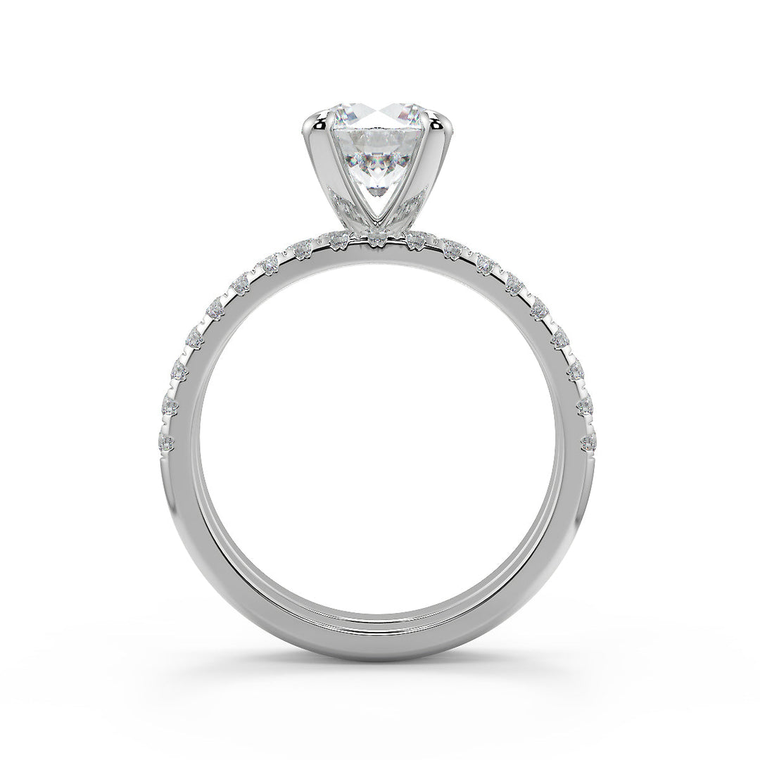 Averi French Pave Flush Fit 4 Prong Round Cut Diamond Engagement Ring