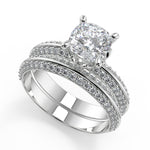 Load image into Gallery viewer, Faith Knife Edge Pave Double Sided Cushion Cut Engagement Ring
