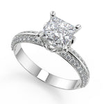 Load image into Gallery viewer, Sabrina Knife Edge Pave Double Sided Princess Cut Diamond Engagement Ring
