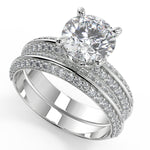 Load image into Gallery viewer, Sidney Knife Edge Pave Double Sided Round Cut Engagement Ring
