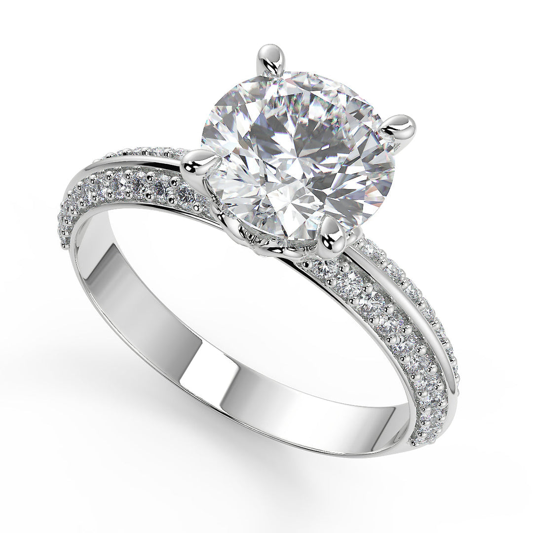 Sidney Knife Edge Pave Double Sided Round Cut Engagement Ring
