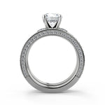 Load image into Gallery viewer, Priscilla Bar Set 3 Sided Pave Round Cut Diamond Engagement Ring
