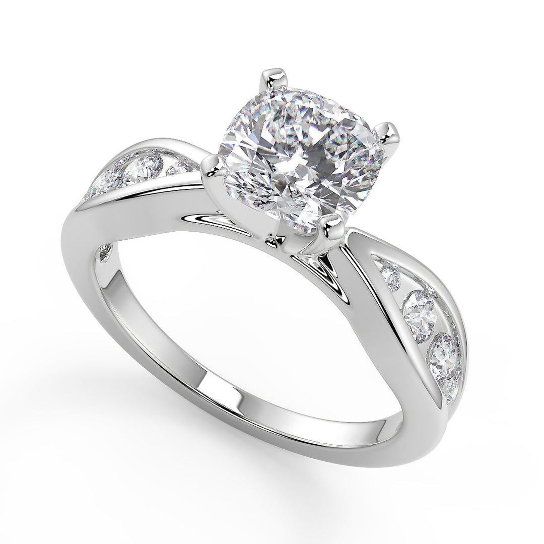 Claire Inset 4 Prong Cushion Cut Diamond Engagement Ring