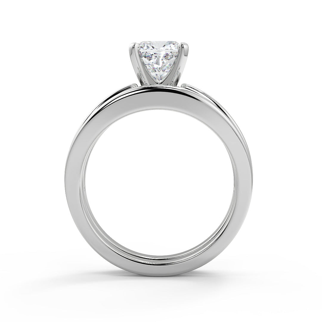 Claire Inset 4 Prong Cushion Cut Diamond Engagement Ring